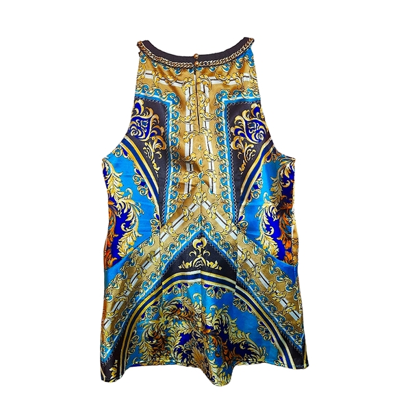 💄RARE💄Cache Silky Keyhole Top feat. Gold Chain Collar Lining - Picture 2 of 4